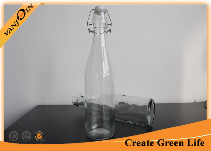 Sealable Glass Beverage Bottles with Lids , Clear 500ml Liquid Packaging Specialty Glass Bottles