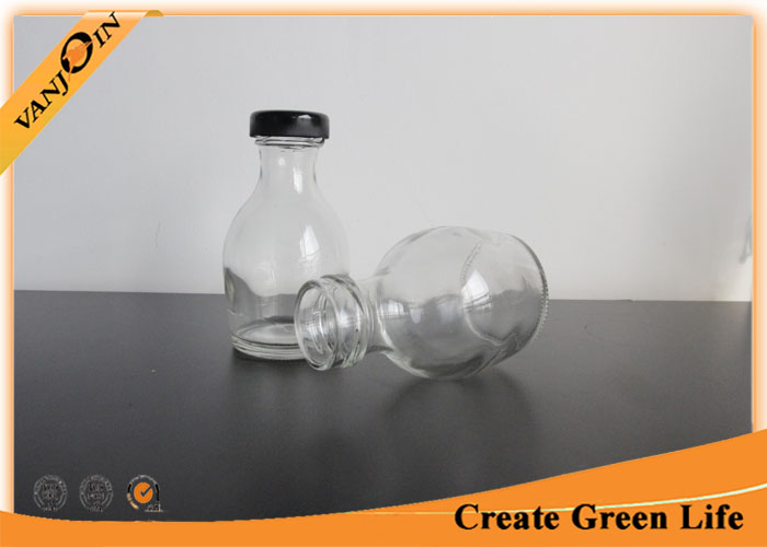 Little 200ml Glass Beverage Bottles With Twist-off Cap , Custom Glass Bottles for Milk