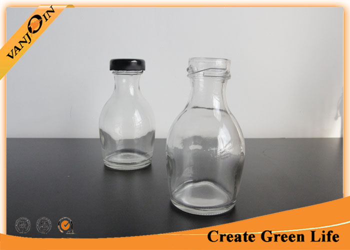 Little 200ml Glass Beverage Bottles With Twist-off Cap , Custom Glass Bottles for Milk