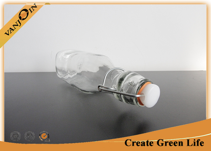Sealable Glass Beverage Bottles 250ml Small Glass Bottles with Lids and Stainless Swing Top