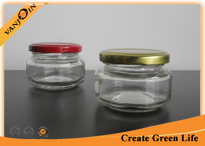 Kitchen 100ml Wide Mouth Squat Glass Jam Jars / Glass Food Containers with Lids