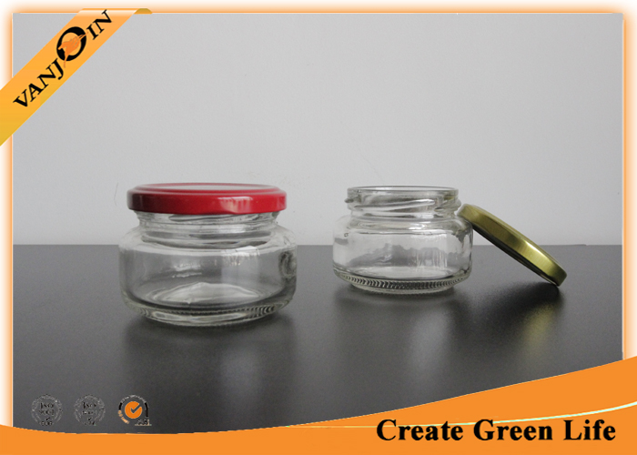 Kitchen 100ml Wide Mouth Squat Glass Jam Jars / Glass Food Containers with Lids