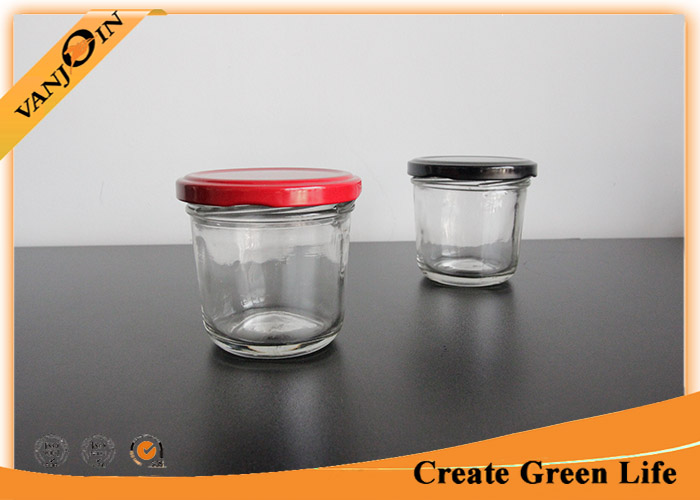 Clear Taper 5oz Mason Glass Food Jars / Small Glass Food Storage Containers with Lids