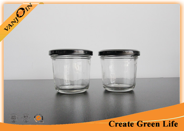 Clear Taper 5oz Mason Glass Food Jars / Small Glass Food Storage Containers with Lids