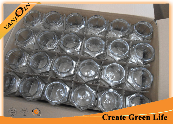 Small 400ml Hexagon Glass Food Storage Containers with Lids , Glass Canning Jars