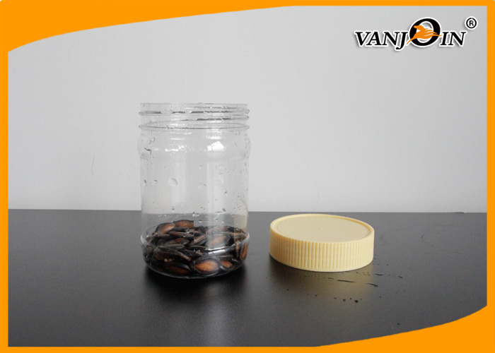 350ML Food Grade BPA FREE Plastic Food Jars , PET Honey Peanut Butter Jar Wide Mouth