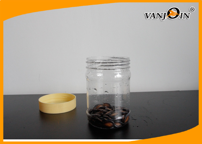 350ML Food Grade BPA FREE Plastic Food Jars , PET Honey Peanut Butter Jar Wide Mouth