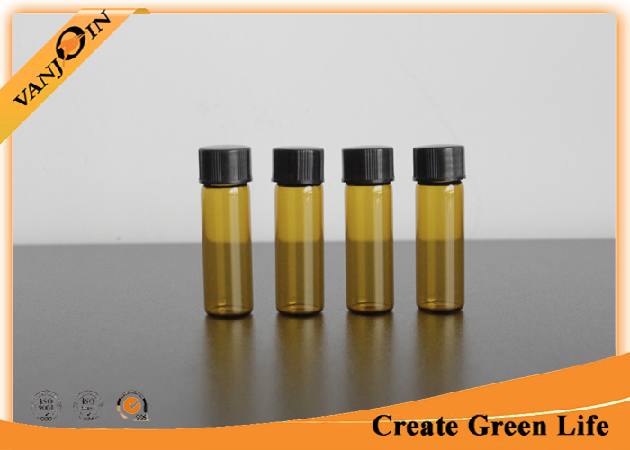 5ml Amber Glass Small Vials With Black Phenolic Cone Lined Screw-on Cap 45mm Height