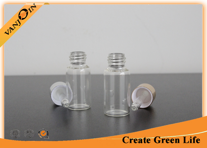 5ml Clear E-cig Liquid Bottles Pharmaceutical Glass Vial With Gold / Sliver Aluminum Dropper