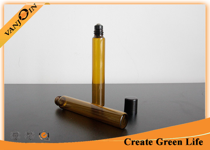 Customized 10ml Amber Small Glass Vials with Plastic Screw Cap for Essential Oils