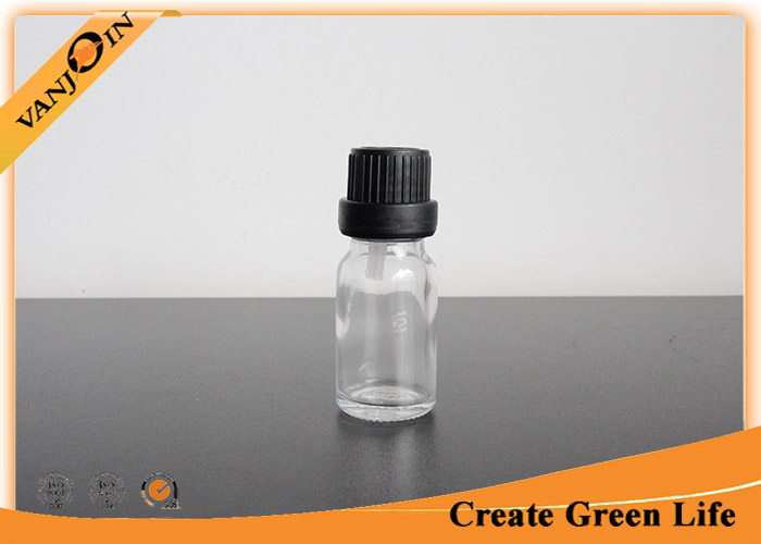 Round 10ml Clear Essential Oil Glass Bottles With Tamper Evident Cap , Clear Glass Bottle