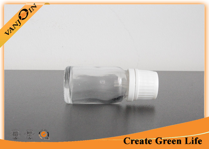 Round 10ml Clear Essential Oil Glass Bottles With Tamper Evident Cap , Clear Glass Bottle