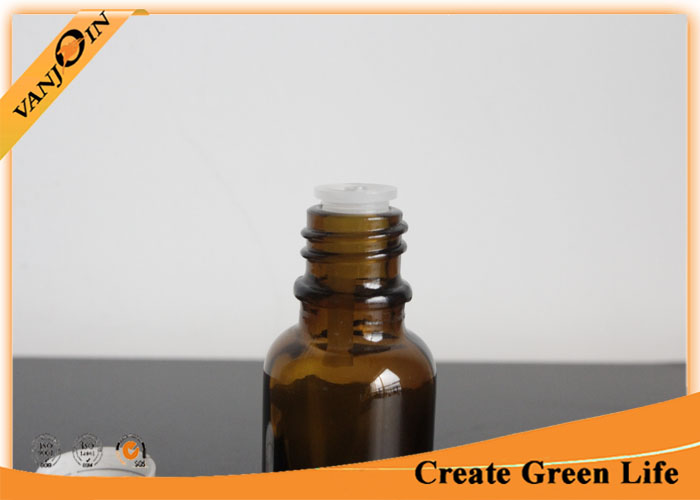 20ml Amber Glass Bottles for Essential Oils With Plug And Screw Cap , Coloured Glass Bottles