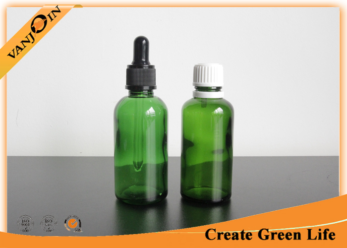 50ml Green Glass Bottles for Essential Oils Wholesale with Plastic Cap or Dropper