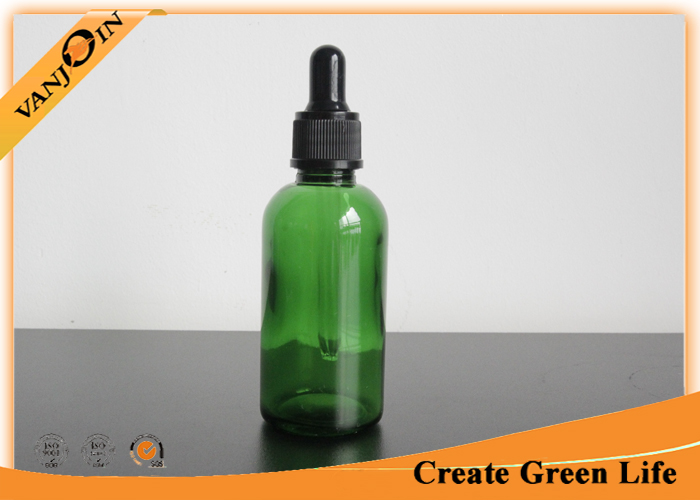 50ml Green Glass Bottles for Essential Oils Wholesale with Plastic Cap or Dropper