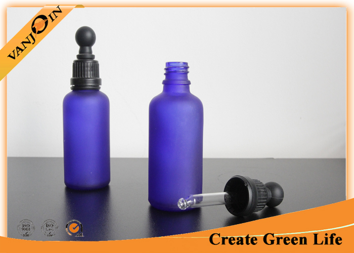 50ml Blue Frosted Blue or Amber Glass Bottles for Essential Oils With Dropper Cap