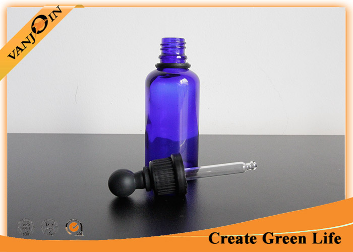 50ml Cobalt Blue Essential Oil Glass Bottles With Dropper , Glass Perfume Bottles