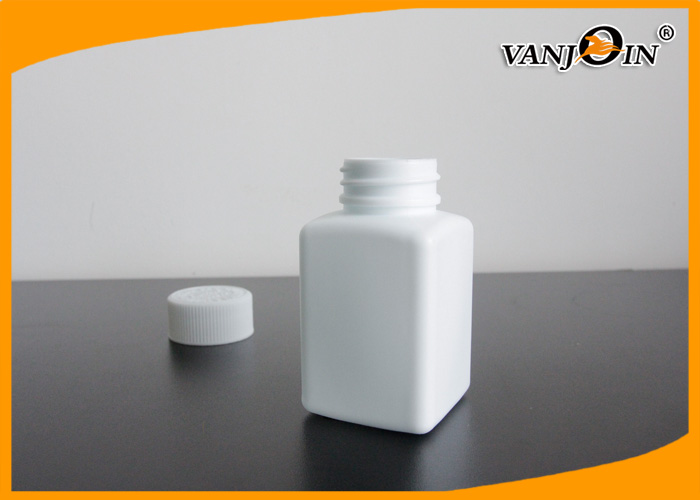 Recycled White HDPE Square Plastic Pharmacy Bottles 100ml for Pill Drugs Packaging