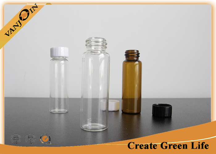 Essential Oil Packaging 20ml Amber Glass Vials With Screwing Top Specialty Glass Bottles