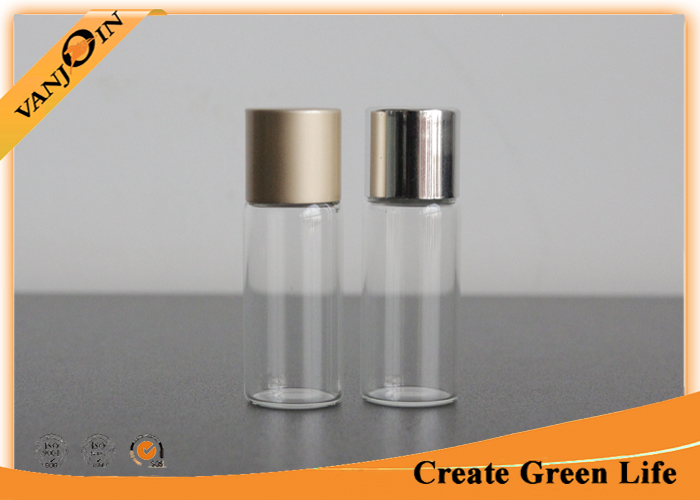 Screw Top Small Glass Vials 5ml With Aluminum Cap , Perfume Mini Glass Containers