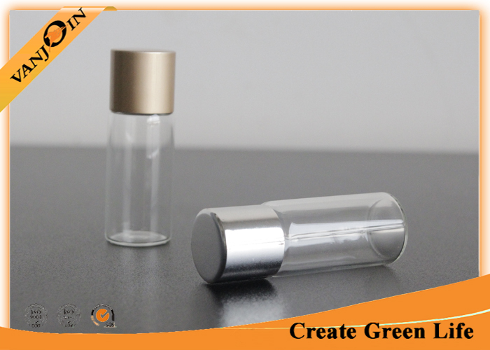 Screw Top Small Glass Vials 5ml With Aluminum Cap , Perfume Mini Glass Containers