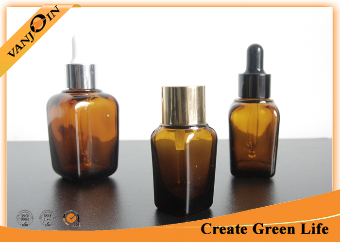 Square Amber Essential Oil Glass Bottles 25ml Small Essential Oil Containers