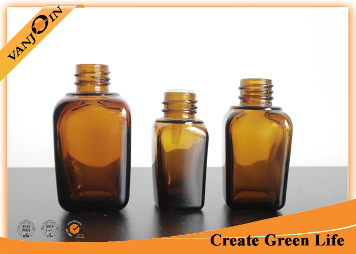 Square Amber Essential Oil Glass Bottles 25ml Small Essential Oil Containers
