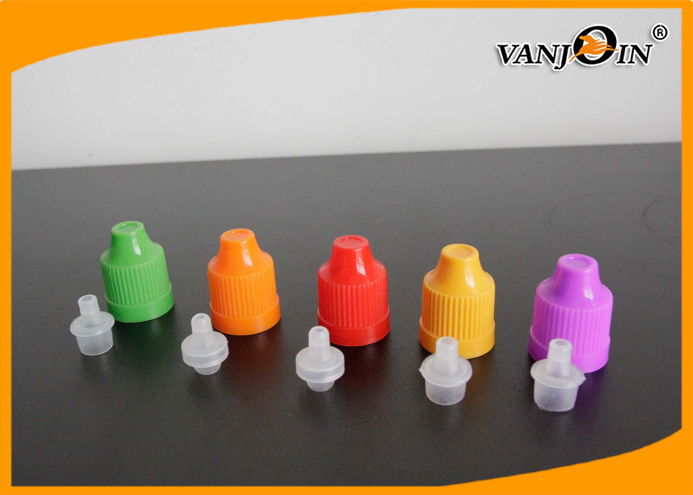 Colorful Short Thin Tip Plastic Lids for E-cigarette Bottle , Tamperproof Caps for E-liquid Bottles