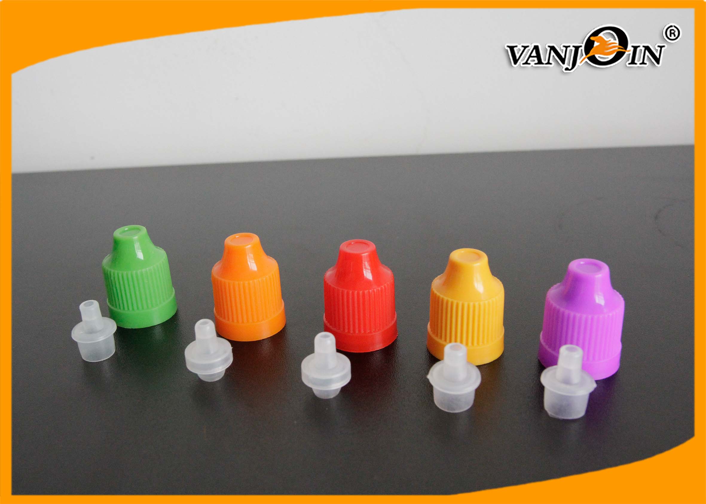 Colorful Short Thin Tip Plastic Lids for E-cigarette Bottle , Tamperproof Caps for E-liquid Bottles