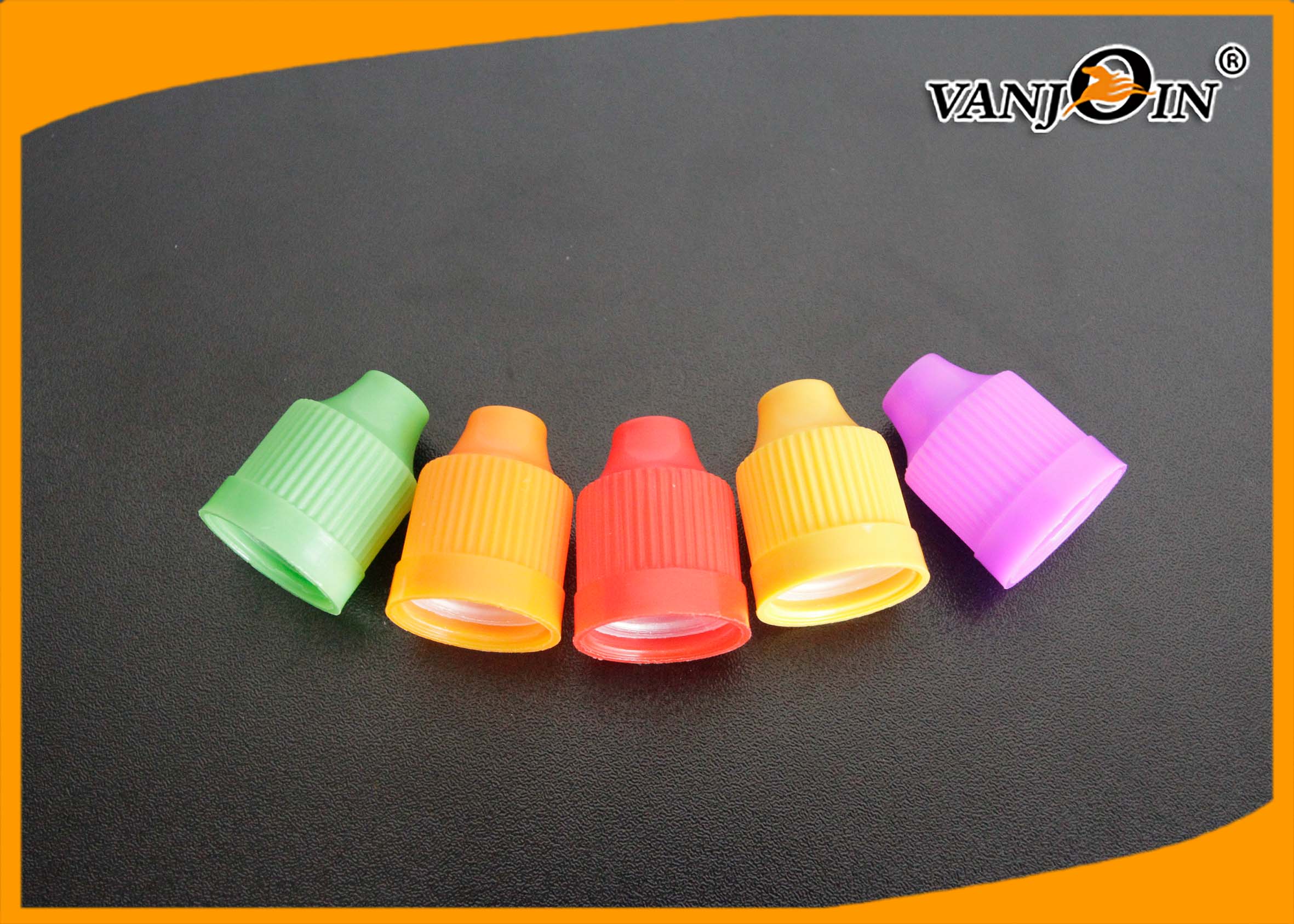 Colorful Short Thin Tip Plastic Lids for E-cigarette Bottle , Tamperproof Caps for E-liquid Bottles