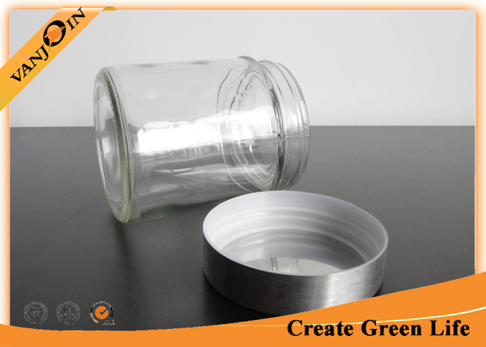 500ml Cylinder Airtight Glass Storage Jars With Stainless Steel Lid , Glass Jars for Storage