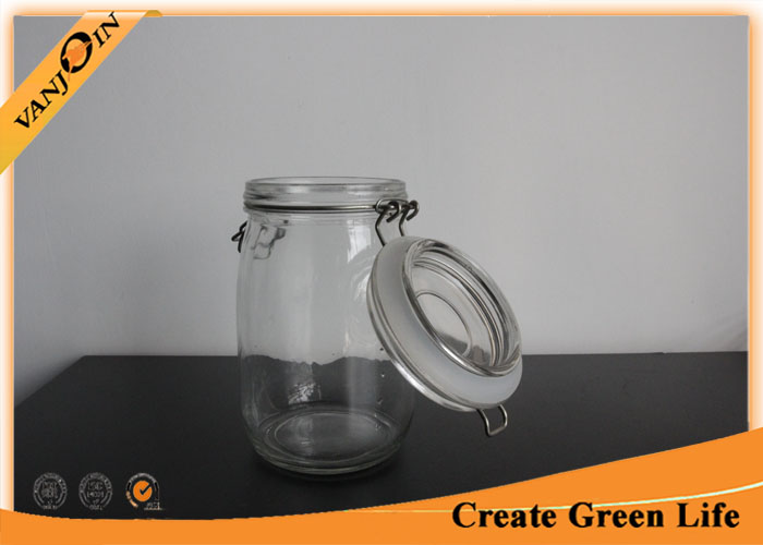 Flint 1000ml Kitchen Glass Storage Jars with Clamp Lids , Glass Jars with Lids Wholesale