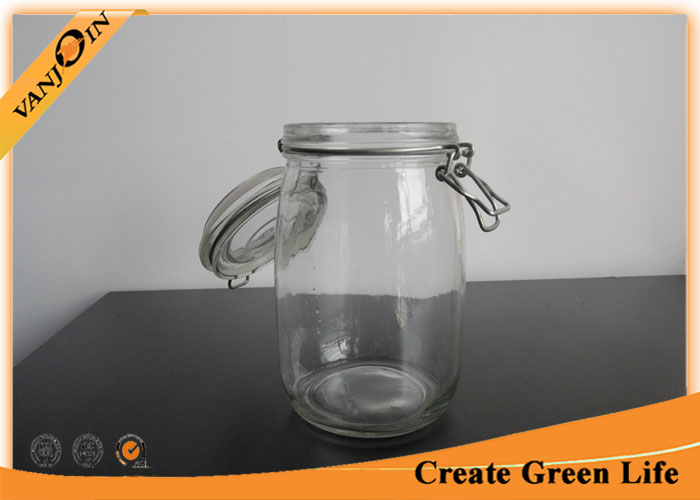 Flint 1000ml Kitchen Glass Storage Jars with Clamp Lids , Glass Jars with Lids Wholesale