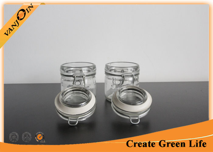 Cylinder 100ml Glass Storage Containers with Glass Lids , Glass Storage Jars for Kitchen