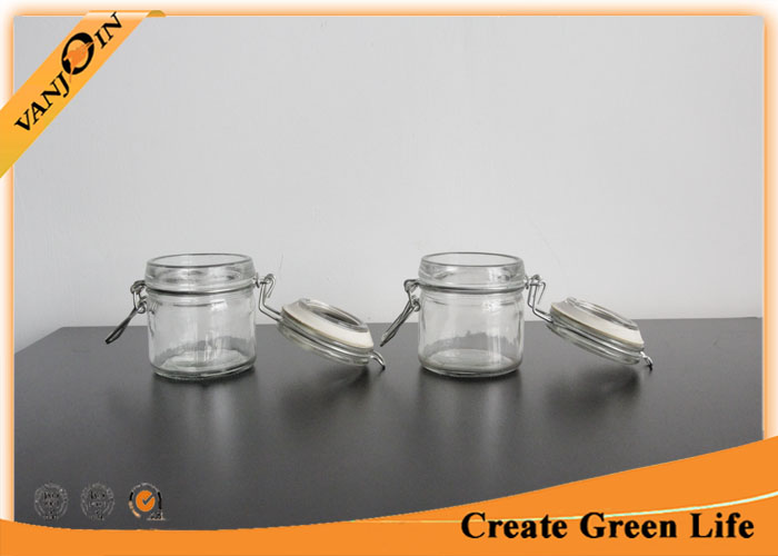 Cylinder 100ml Glass Storage Containers with Glass Lids , Glass Storage Jars for Kitchen