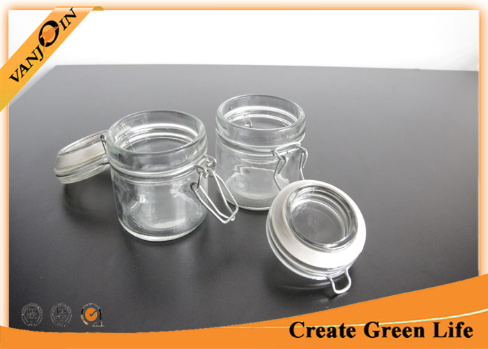 Cylinder 100ml Glass Storage Containers with Glass Lids , Glass Storage Jars for Kitchen