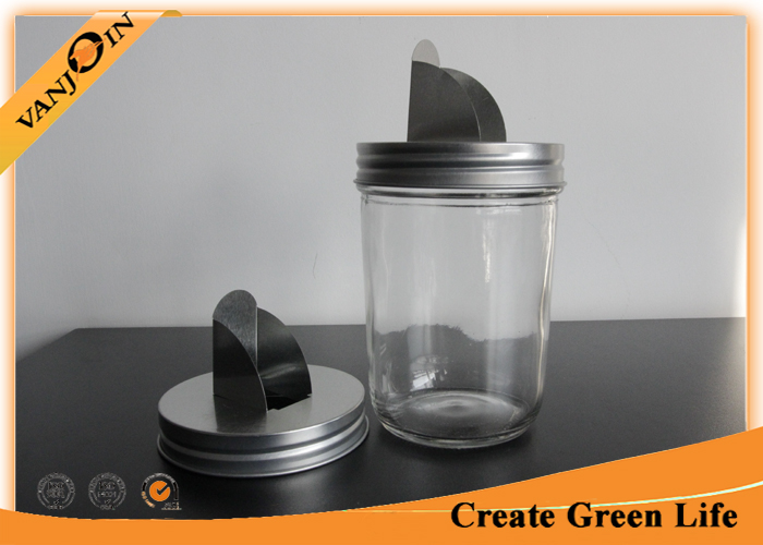 Metal Mason Jar Bottle Lid With Flip Up Spout For Regular Mouth , Bulk Packaging