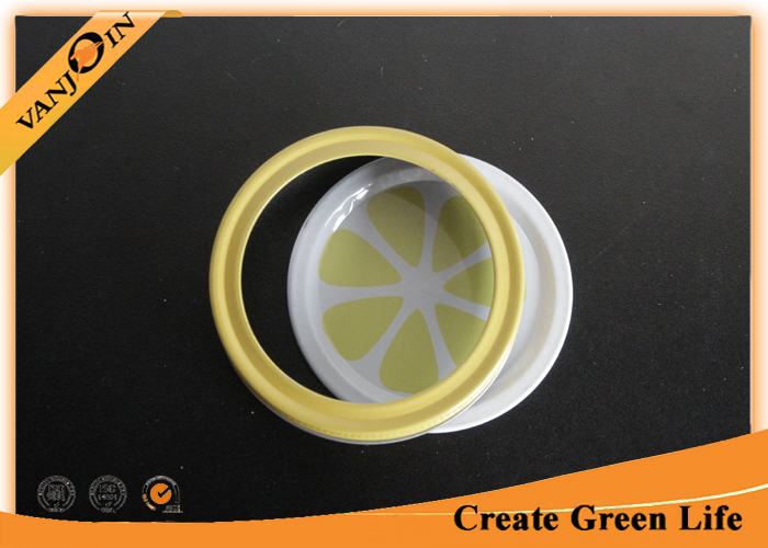 Customized Printing Two Pieces Bottle Lids For Screw Top Jars , Glass Mason Jar Caps