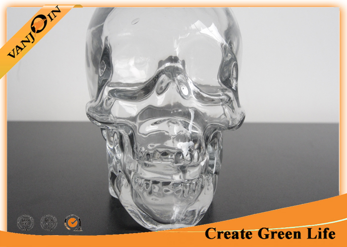 395ml Engraved Skull Shape Head Vodka Wine Glass Bottles For Halloween , Specialty Bottle