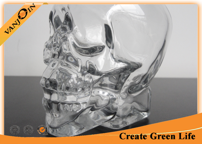 395ml Engraved Skull Shape Head Vodka Wine Glass Bottles For Halloween , Specialty Bottle