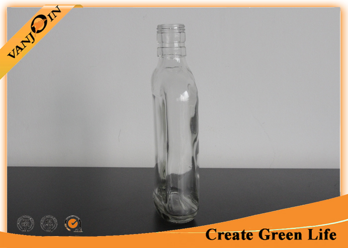 350ml Flint Flat Clear Empty Glass Wine Bottles With Screw Cap / Recycled Wine Bottles