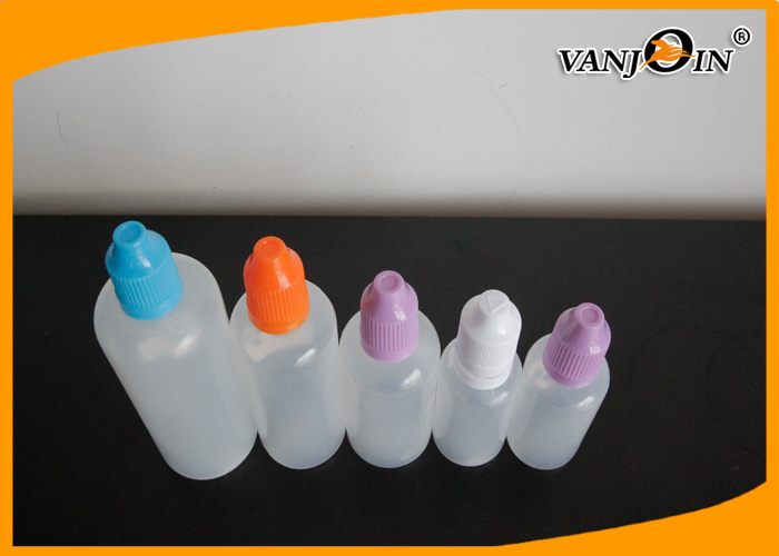 10ml 20ml HDPE Child-Proof White Plastic E-liquid Squeeze Bottle With Colorful Mid Height Cap