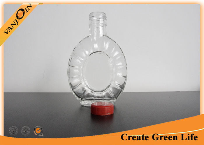 Portable Flint 120ml Clear Wine Glass Bottles With Plastic Screw Cap 93mm Dia