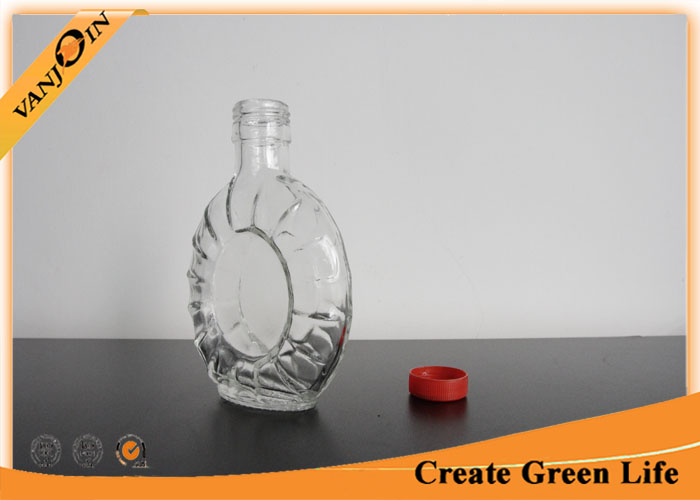 Portable Flint 120ml Clear Wine Glass Bottles With Plastic Screw Cap 93mm Dia