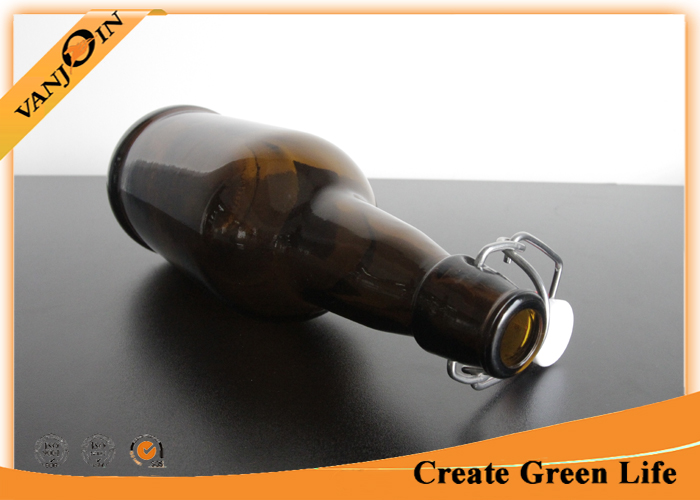 Barware 500ml Brown Glass Wine Bottles / Glass Beer Bottles With Swing Top Cap