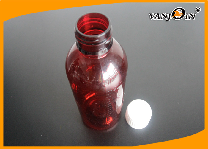 200ml Amber PET Pharmacy Liquid Plastic Medicine Bottles / Graduated Syrup Bottle with Lid