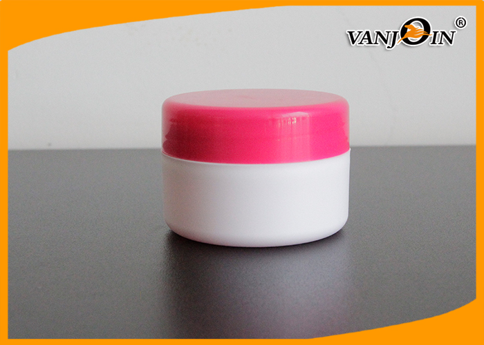 HDPE Cosmetic Packaging White Face Cream Jar With Red Screw Lid 60g Plastic Small Jars