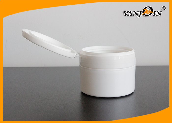 HDPE White Lady's Plastic Cream Jar Container with Gasket and Flop Screw Lid 140g