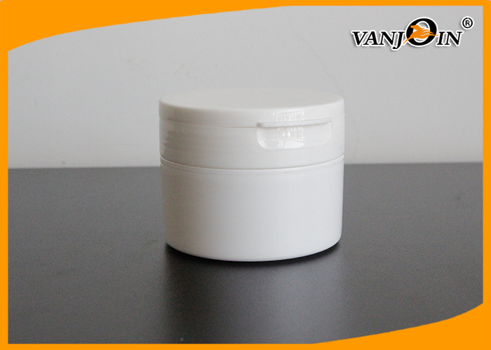 HDPE White Lady's Plastic Cream Jar Container with Gasket and Flop Screw Lid 140g