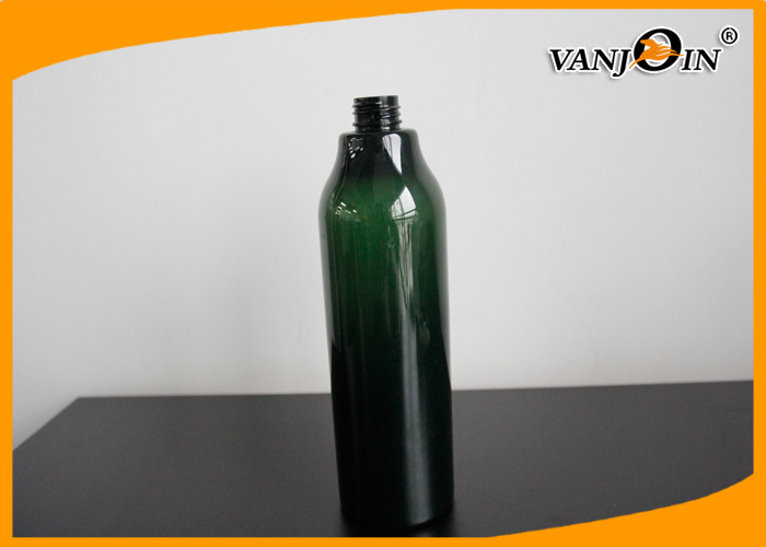 Dark Green Cylindrical PET Cosmetic Lotion Bottle 500ML With Pump